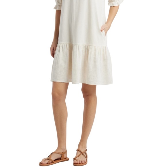 Mix Media Cream Ruffle Hem Dress - Picture 3 of 4